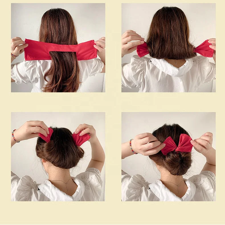 Fashion Print Bow Knotted Styling Headband Hair Accessories DIY Donut Women Girls Hair Twist Braider Deft Bun Maker Hair Band
