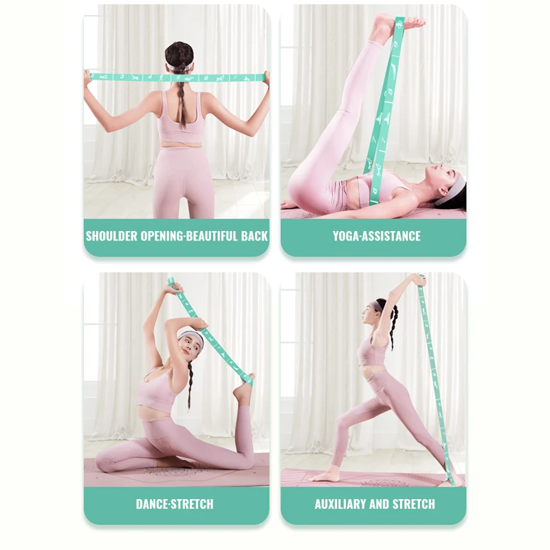Latin Dance Yoga Strap Resistance Band with 9 Loops Elastic Latex Cotton Stretch Belt Custom Print Nylon for Children