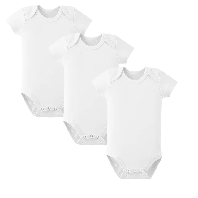 Factory Price White Plain 100% Cotton short Sleeve Newborn Baby Romper Breathable Rompers Bodysuit Jumpsuit for baby