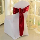 Wedding Wholesale Navy Blue Satin Chair Cover Sashes Wedding Decoration Chair Band For Banquet Folding Chairs