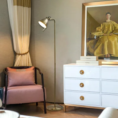 Modern simple Bronze indoor nordic floor lamp standard lamp mirror iron light with decoration