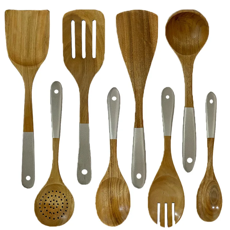 ACACIA COOKING SPATULA 8-piece salad fork stirring spoon wood utensils set kitchen tools
