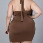 OEM Solid Color Stretch Dress Sleeveless Halter Women's Oversized Skirt Plus Size Dress For Women
