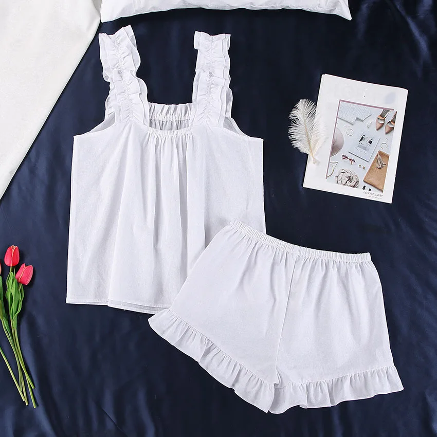 Summer Women's cotton and linen blend fabric t-shirt short two piece outwear organic cotton loungewear set