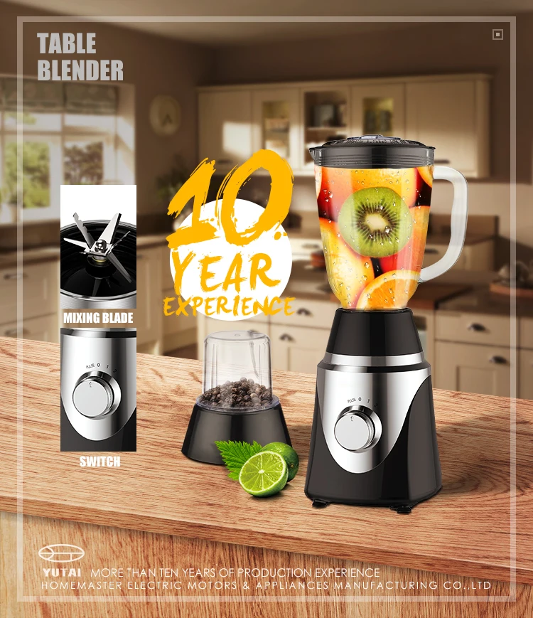 Liquidificador elétrico de frutas / gelo de mesa de alta velocidade com jarra de plástico de 1,5L