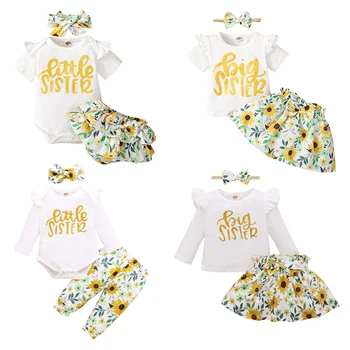 Wholesale Newborn Baby Girl Clothes Clothing Sets 3Pcs Baby Summer Outfit Cotton Baby Clothes Sets Clothing