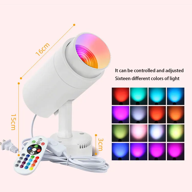 20W RGB LED Ceiling Spot Light and Remotely Controlled Adjustable Light Aluminum 16-color Adjustable Focus Track Stage Light