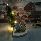 Family Tree Xmas Gingerbread Mans Family Christmas Gingerbread Man Statue With LED Lights Tree