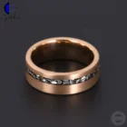 Jewelry Ring Rings Meteorite Ring Gentdes Jewelry Crushed Meteorite Inlay Tungsten Rose Gold Ring Men