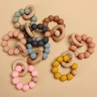 Beads Wholesale Wooden Teething Beads Toy Silicone Beads Baby Teething Bracelet