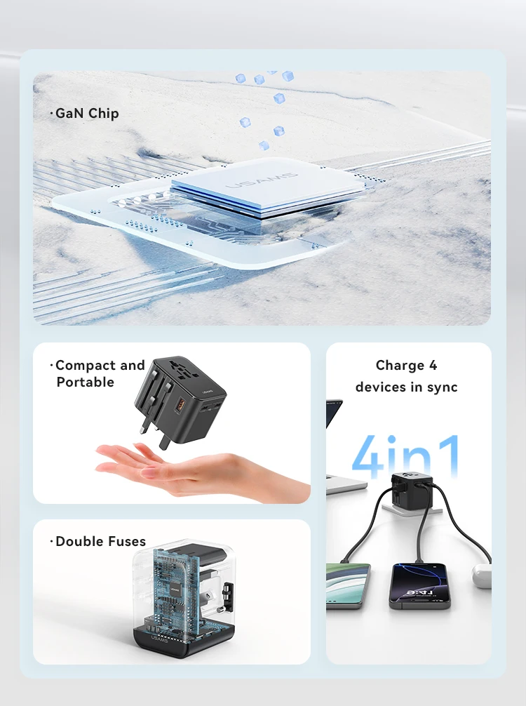 Gadgetoo Usams Cc309 Won Travel Dual Type C International Wall Charger Gadgetoo Usams Cc309 Won Travel Dual Type C International Wall Charger