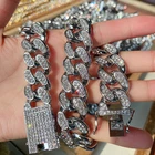 Gold Hip Hop 20mm Full Diamond Men's Big Gold Chunky Necklace Exaggerated Miami Cuban Chain