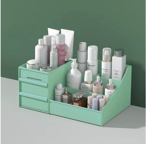 Factory Wholesale Plastic Makeup Organizer Case Desktop Cosmetics Storage Box Skincare Jewelry Organizer Bin with Drawer
