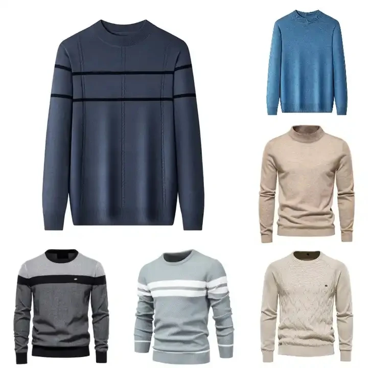 2024 wholesale round neck pullover knitted plus size men's sweater