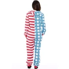 Adult Onesie Wholesale American Flag Adult Fleece Zipper Onesie For Women Pajama USA