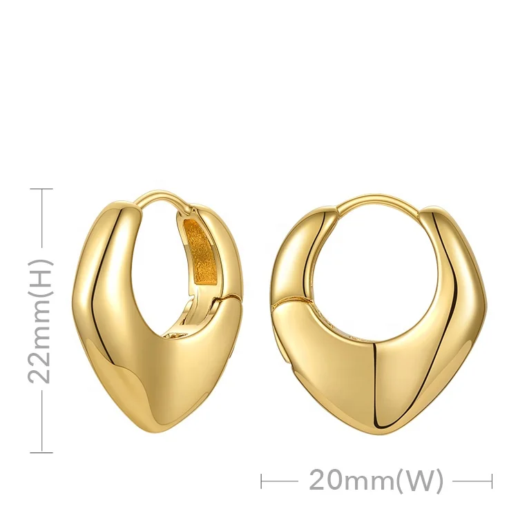 High Quality 18K Gold Plated Brass Jewelry Heart Shape Accessories Hoop Earrings E211278