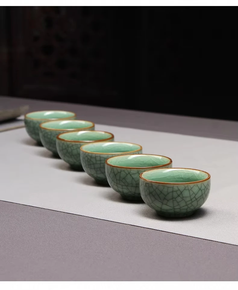 product factory wholesale longquan celadon ice cracked porcelain kung fu single tea set classic design ceramic tasting cup231-8