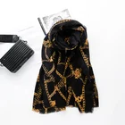 Black Black Chain Scarf Autumn/winter British Fashion Versatile Warm Long Style Shawl Cashmere Shawl