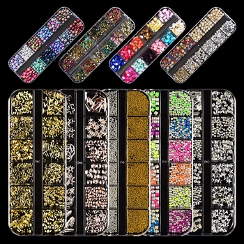 60 boxes Wholesale accessories nail art sticker jewelry deco metal alloy gem nail gem Rhinestones stones 3d charm nail art