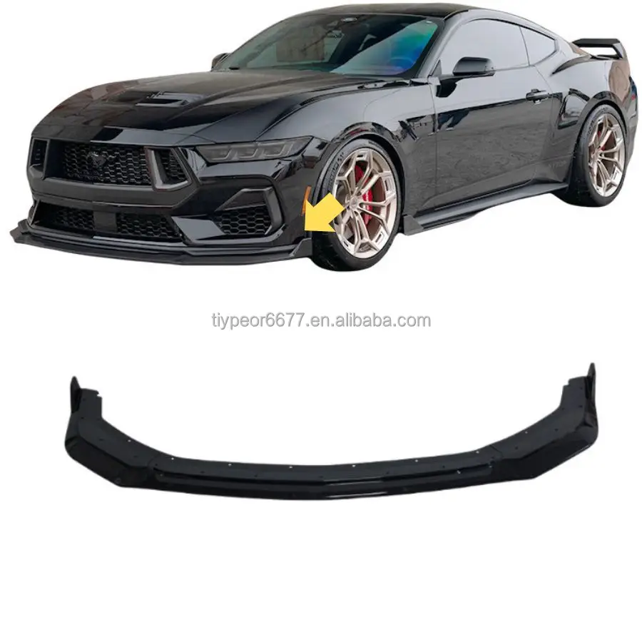 product front bumper lip spoiler for ford mustang gt ecoboost 2024 gt style 3pcs front splitter body kit guard exterior car accessories-3