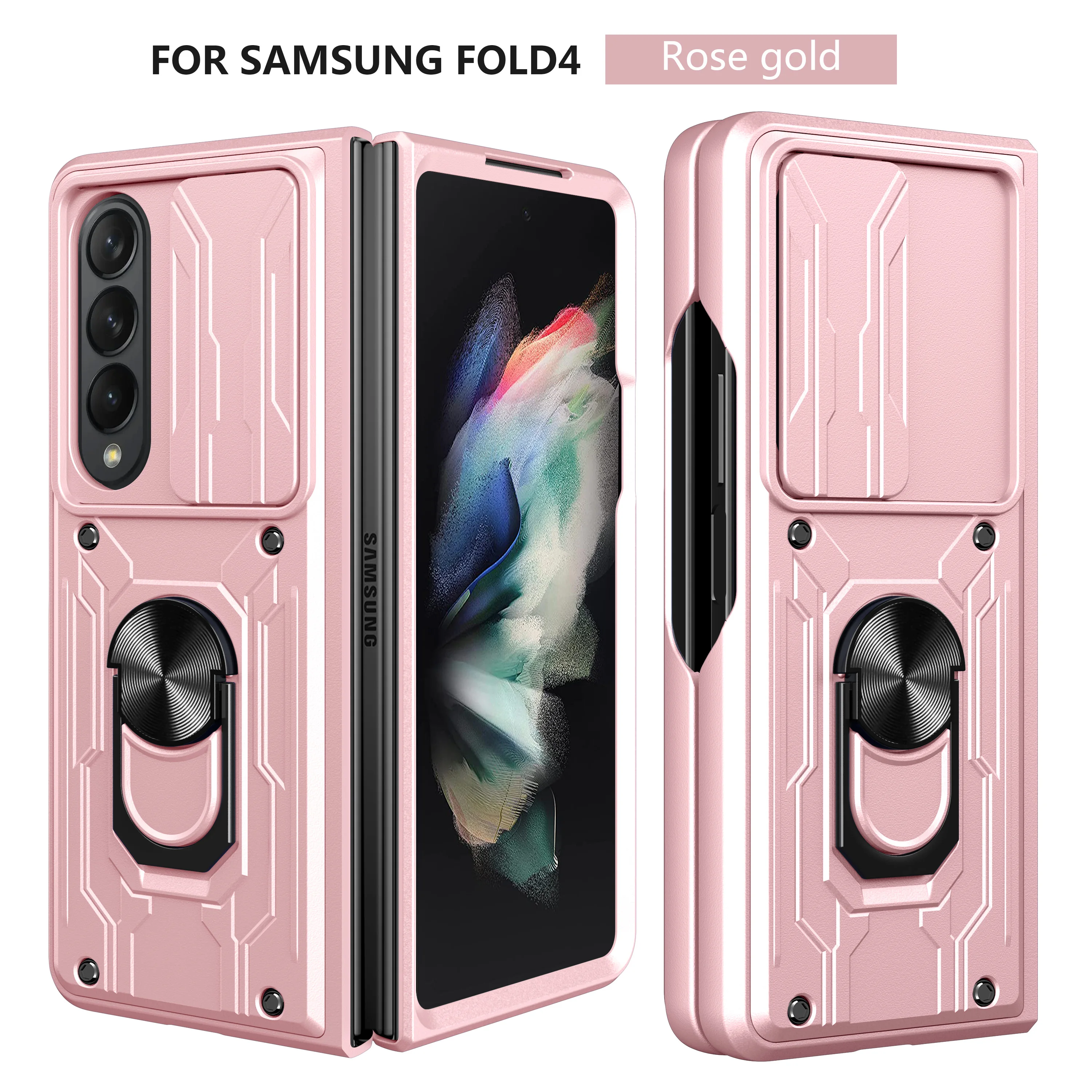 Luxury Armor Military-grade Metal Ring PC Hard Cover for samsung galaxy fold 4 phone case