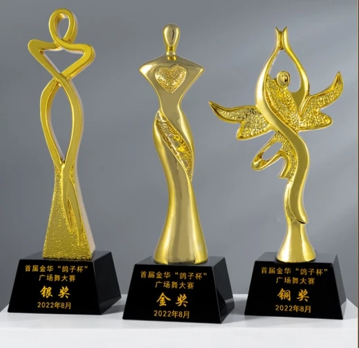product jy wholesale customizable logo gold plating resin dancing girl dancer trophy awards souvenir with gift box-6