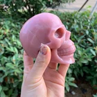 Gemstone Natural Pink Opal Skulls Lifelike Handmade Crystal Gemstone Skulls Pink Opal Human Face Skulls For Sale