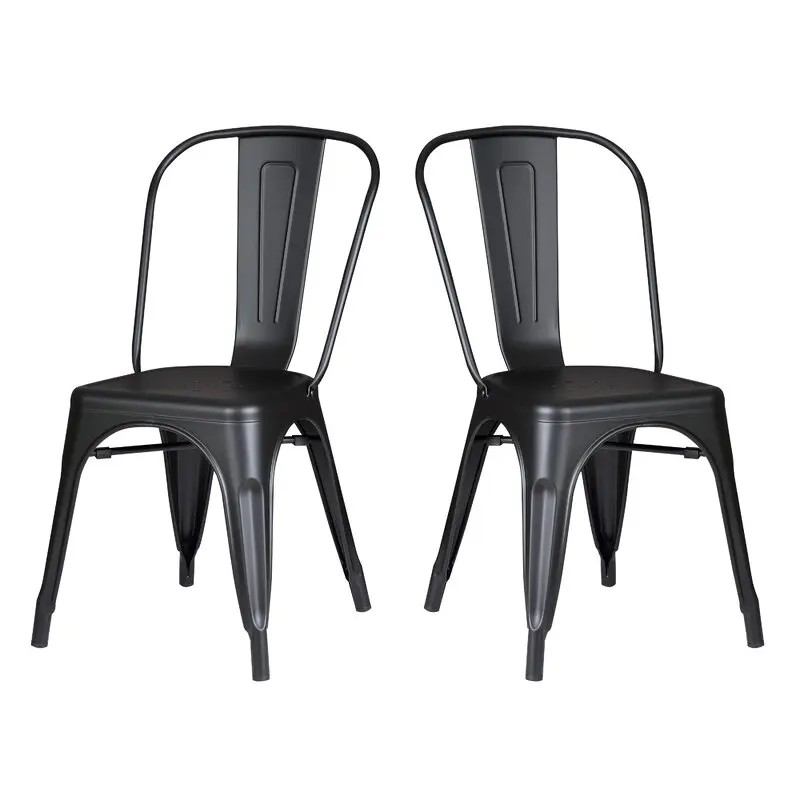 metal slat back stacking side chair