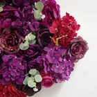 Purple Color Wedding Wedding FW46-155 Purple Color Hydrangea Mix Rose Flower Wall Roll Up Wedding Backdrop