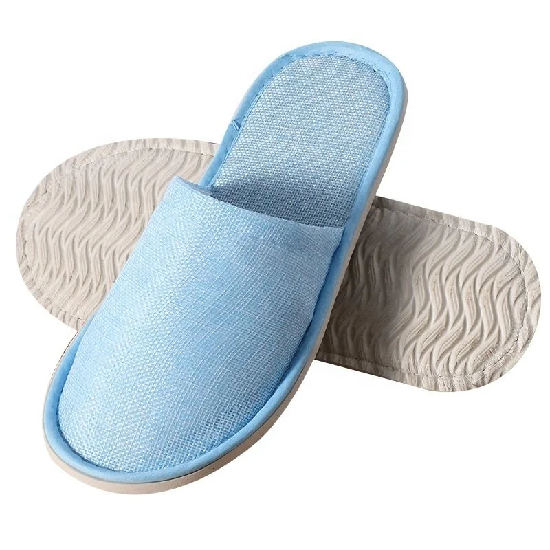 Customized disposable embroidered hotel velour slippers for sale