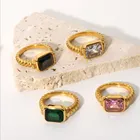Ring New Ring New Arrivals 5 Size 18K Gold Plated 316 Stainless Steel Diamond Finger Ring For Women Anniversary