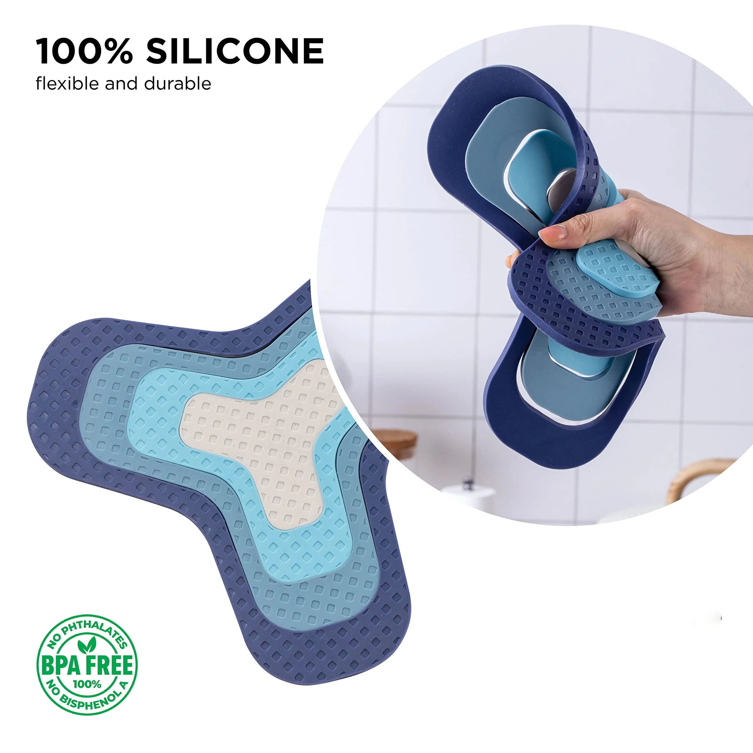 Silicone Trivet Non Slip Heat Resistant Mat Silicone Coasters Silicone Pads for Kitchen Pot Holders