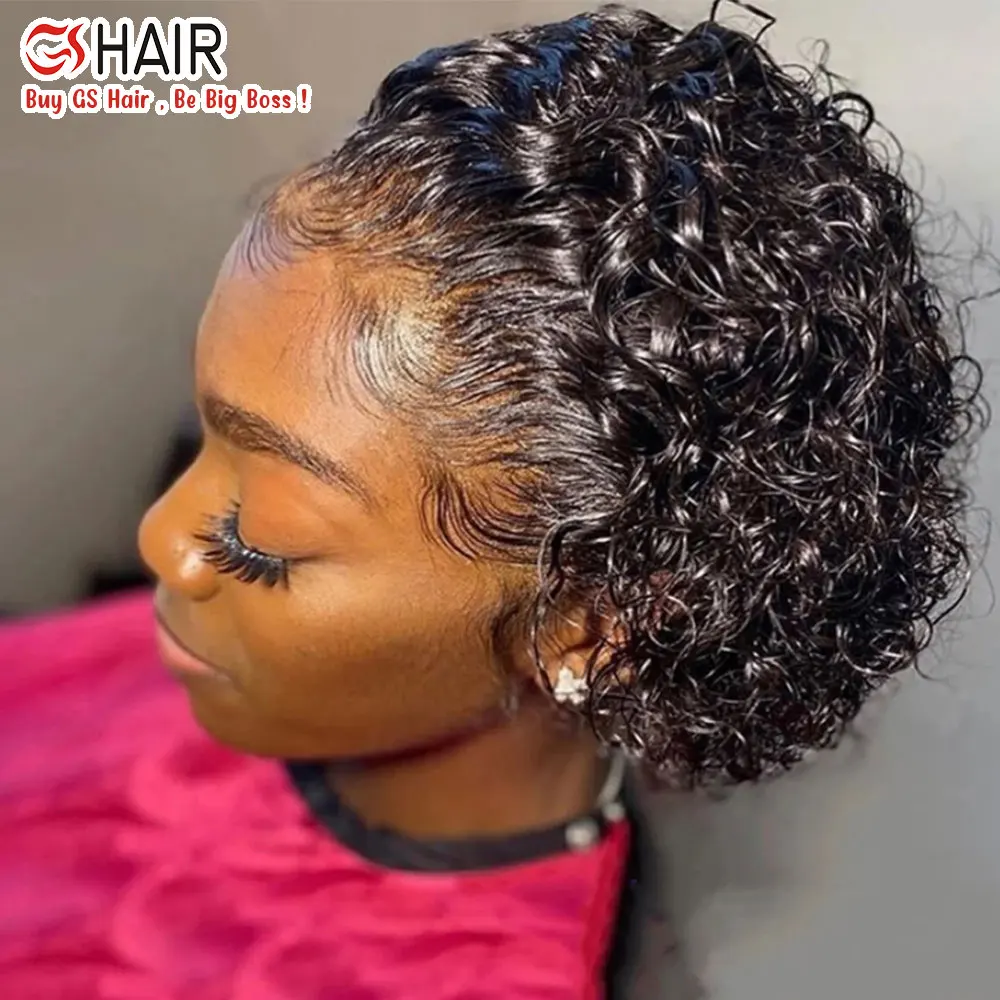 Gs Short Pixie Cut Curly Lace Front Wig For Black Women Human Hair Pixie  Curls Closure Wig Perruque Pixie Cut Human Hair Wigs - Buy 13x4 Lace  Frontal Pixie Wig,Short Front Lace