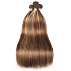 Hair Weft 100% Remy P4/27 10-30inch Human Hair Weft Blonde Ombre Raw Indonesia Virgin Hair