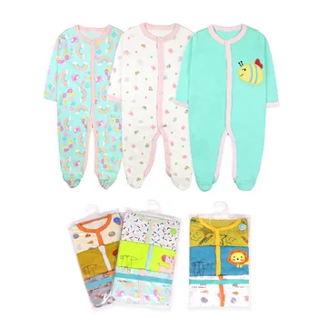 3 Pack infant Sleepwear Pajamas Newborn Baby Rompers Bodysuit Baby Girl Boys Cotton Sleep Suit Long Sleeve Baby Jumpsuit Unisex