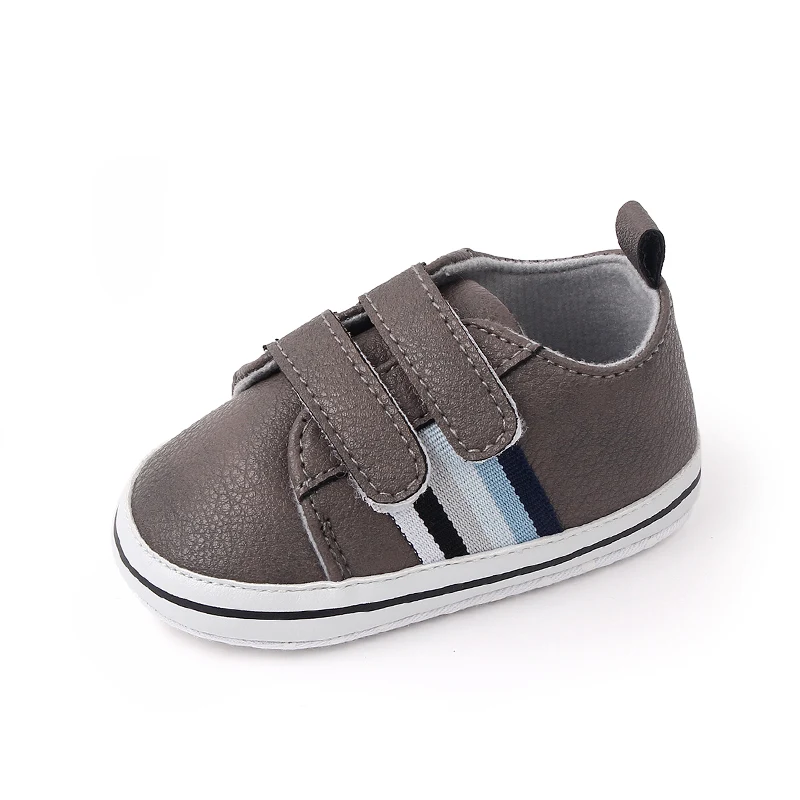 Spring and Autumn 0-1 Year Old Baby Boy Solid Color Striped Soft Soled Casual Toddler Shoes manufacture