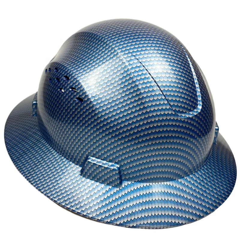 Fiberglass Blue Black Full Brim Safety Hard Hat Fas-trac Suspension Air Flow for sale online 