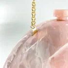 Pink Customized Ladies Pink Marble Pattern Acrylic Evening Bags Cute Party Wedding Semicircle Purse