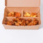 Box Food Brown Kraft Paper Lunch Box Disposable Paper Folding 3 Compartment Box For Foldable Food Box Packaging Custom