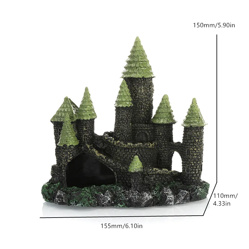 Resin Ancient Castle Artificial Ornaments Hideout Caves Layout Prop For Fish Tank Aquarium Landscape Handicrafts Decor 4