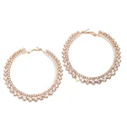 Gold Hoop Earrings Wholesale Gold Plated Rhinestone C Round Large Hoop Earrings Ladies Women Jewelry Korean