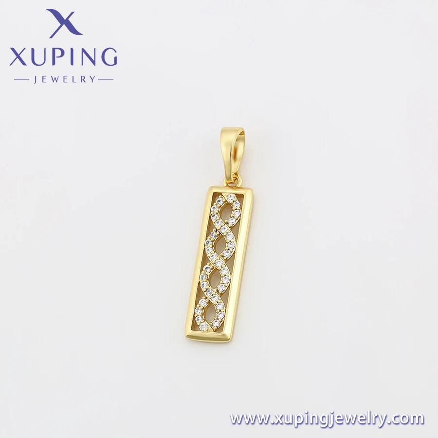 S00128330 XUPING Jewelry Trendy 14K gold color Spiral pattern Square stamp show girls Copper gold plated jewelry pendants