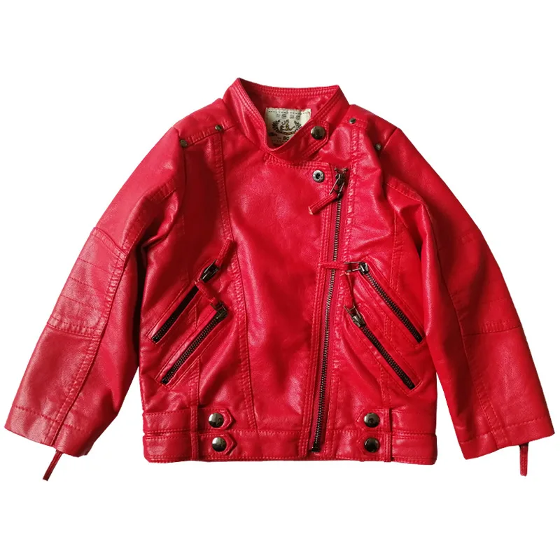 Girls' leather spring and autumn new children's foreign coat children's leather clothing network red hot_14