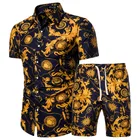 Clothing Shirts Breathable Clothing Mens Summer Set Beach Wear Hawaiian Floral Shorts Set Shirts For Men