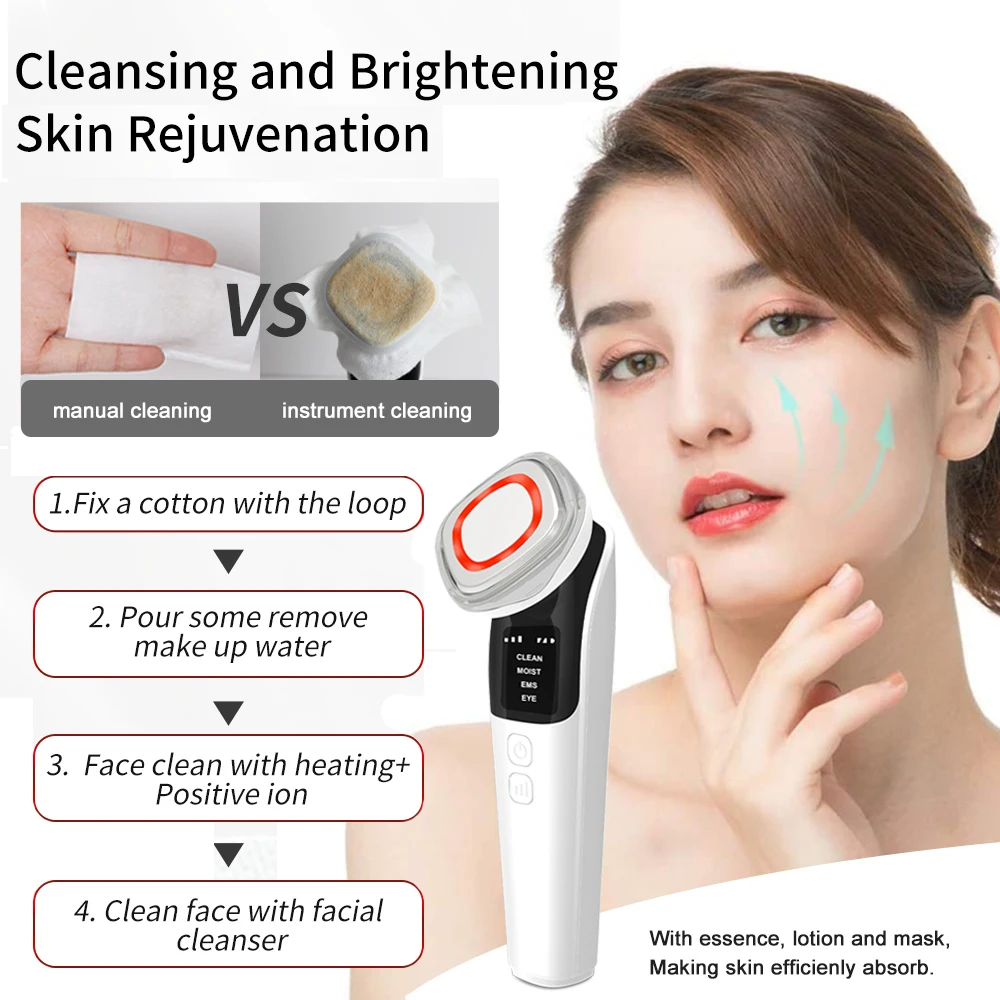 LED Photon skin care device with photon micro-current face and neck lifting anti-aging ion face tightening massager