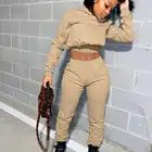 Women Hoodie X00386l Welkin New Arrival Sport Women Two-Piece Set Monochromatic Hoodie Letter Suit