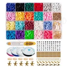 Round Beads 4285pcs Flat Round Polymer Clay Beads DIY Jewelry Making Kit For Bracelets Necklace Earring