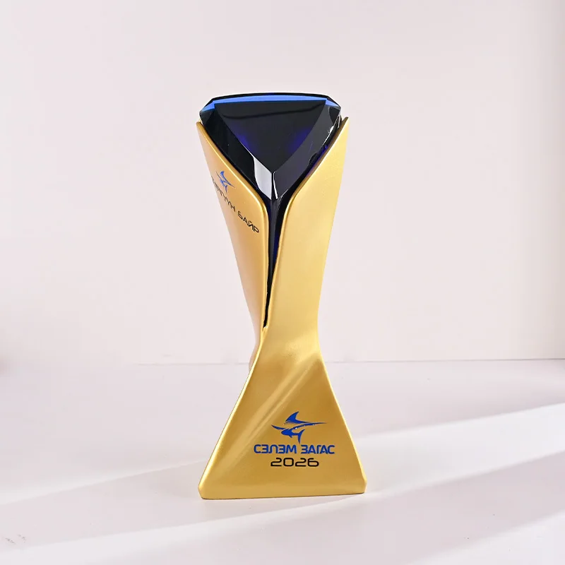 product custom zinc alloy trophy with blue crystal head metal award cup for corporate recognition and events-9