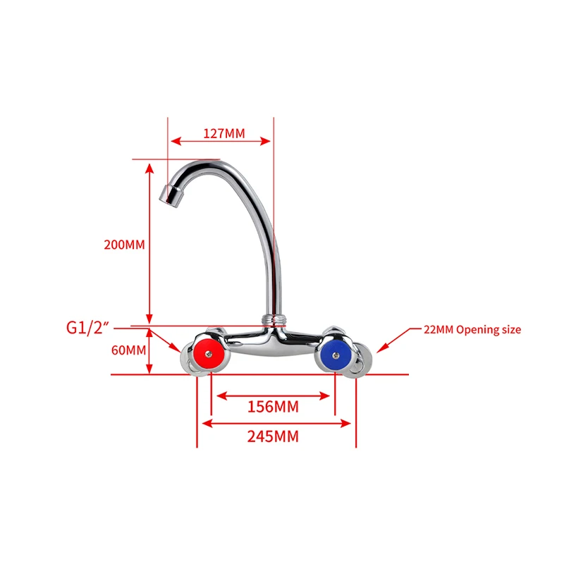 Modern Wall Mounted Kitchen Faucet Dual Switching Handle & Flexible Spout Brass Material Valve Core Basin Faucets manufacture