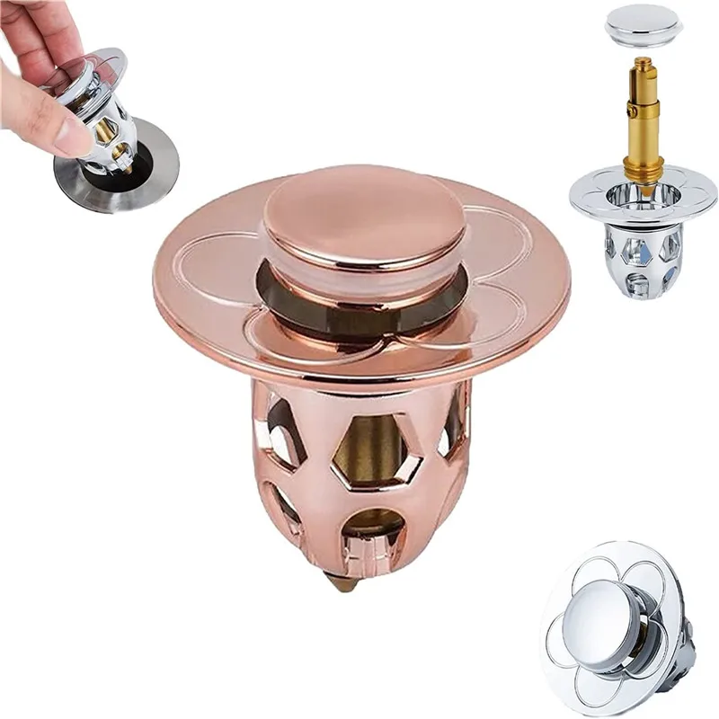 Universal Bathroom Anti Clogging Brass Bounce Core Push Type Deodorant Plug Pop Up Sink Drain Stopper